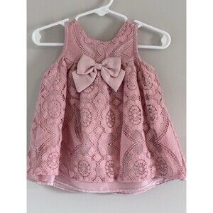 Good Lad Toddler Girls Embrodeired Pink Dress Sleeveless with Bow Size 9M